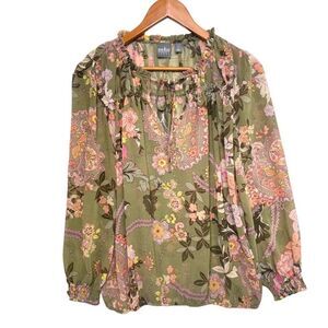 SOHO JEANS NY&CO | Women's Floral Blouse| Floral Sheer Top Size Medium